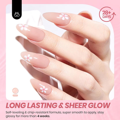 Beetles Nude Gel Nail Polish - 15ML Nude Pink Natural Gel Polish Nail Concealer Jelly Gel Nail Polish Soft Sheer Nail Polish Soak Off UV Nail Lamp French Nail Art Manicure Gift for Women