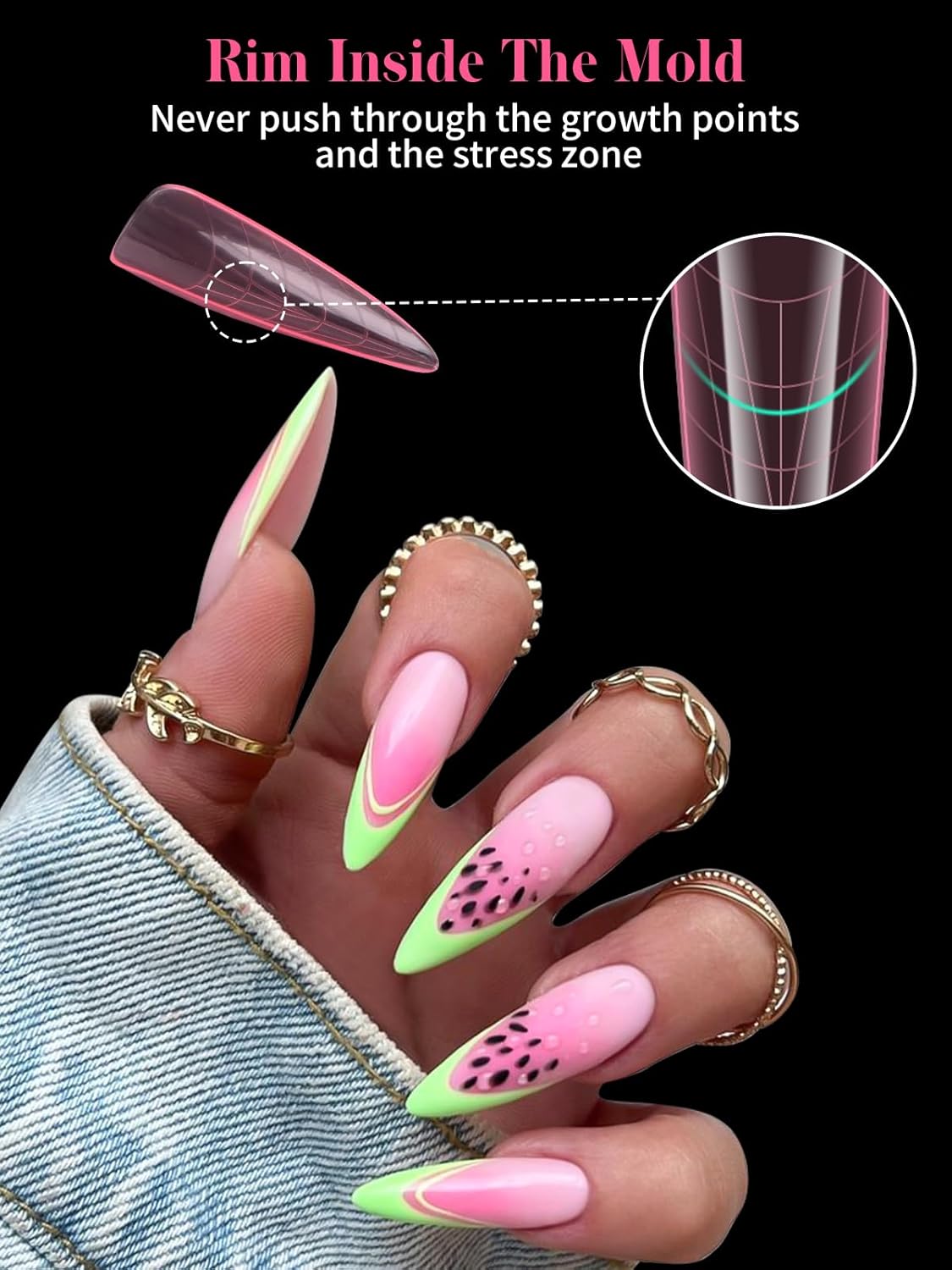 EBANKU Stiletto Dual Nail Forms for Poly Extension Gel, 120 PCS Pink Nail Molds Reusable Nail Extension Forms for Builder Gel Manicure Design Salon DIY-12 Sizes