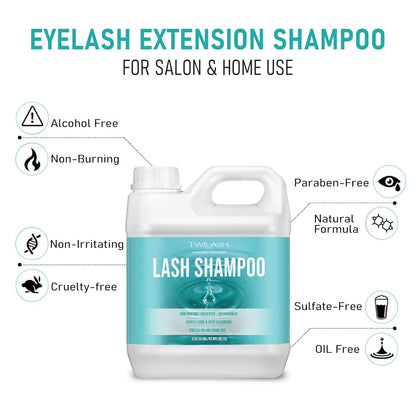 Lash Shampoo Bulk, Eyelash Cleanser for Extensions 2 Liters, Dispenser Pump, Safe Makeup Remover, Non-irritating or Burning Eyelid Foaming Cleanser for Professional Salon and Home Use (Unscented-2L)