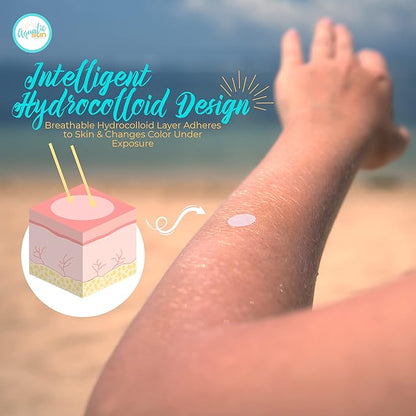 UV Stickers for Sunscreen Reapplication to Avoid Burns - Sunscreen Reminder Stickers You Can Wear All Day - Sweat & Waterproof UV Activated Sunscreen Stickers - Aquatic Sun UV Sticker to Protect Skin