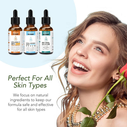 Age Defying Facial Serum - Vitamin C, Retinol & Hyaluronic Acid Serum Set for Wrinkles, Fine Lines, Skin Firmness & Moisture Retention - Collagen Boost & Deep Nourishment