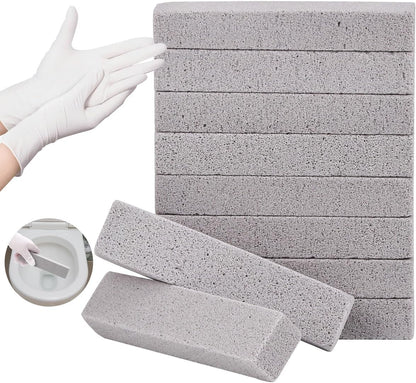 Herda 10 Pack Pumice Stone for Toilet Bowl Cleaning, Powerfully Pumice Stick for Cleaning Hard Water Rings, Calcium Buildup, Rust, Pumice Bar for Toilets, Bathtubs, Grills, Swimming Pools, Sinks