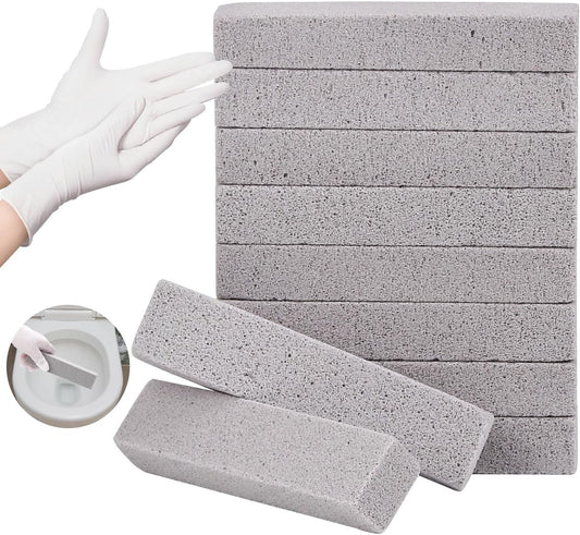 Herda 10 Pack Pumice Stone for Toilet Bowl Cleaning, Powerfully Pumice Stick for Cleaning Hard Water Rings, Calcium Buildup, Rust, Pumice Bar for Toilets, Bathtubs, Grills, Swimming Pools, Sinks