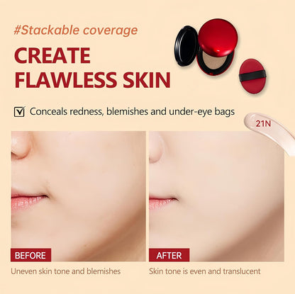 MAEPEOR Cushion Foundation 9 Colors Full Coverage Weightless Satin Glow Foundation Hydrating Long-Lasting Cushion BB Cream (Color 04)