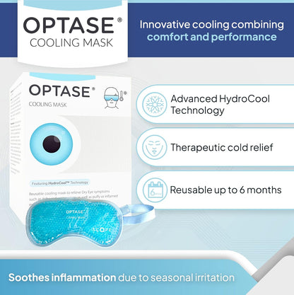 OPTASE Cooling Eye Mask - Gel Eye Mask for Seasonal Inflammation Relief - Premium Cold Eye Mask with HydroCool Technology - Cold Eye Compress for Puffy Eyes - Symptom Relief Eye Gel Mask for Dry Eye