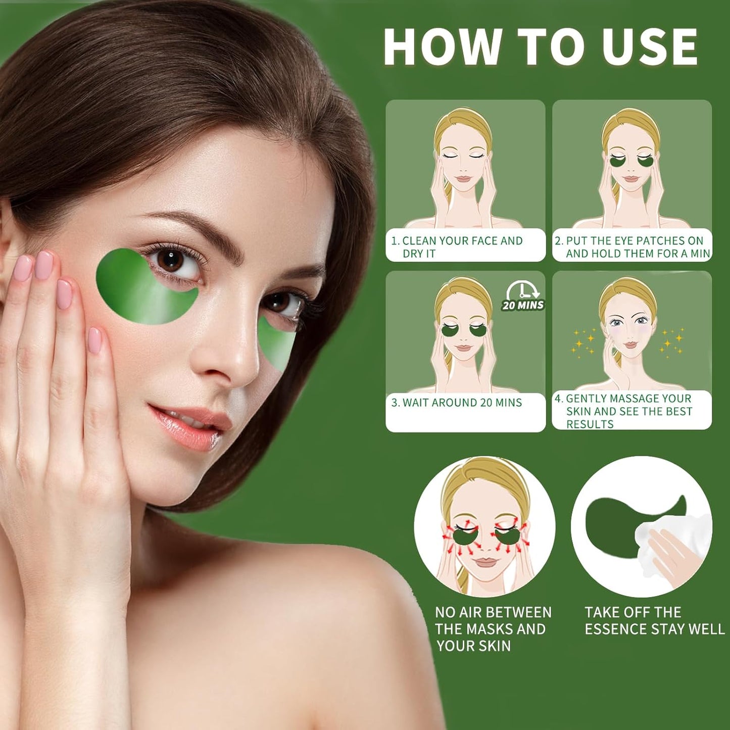Under Eye Patches 70PCS, Green Tea Eye Patches for Puffy Eyes Treatment, Under Eye Masks for Dark Circles and Puffiness, Non-Irritating Eye Mask Skincare, Eye Gel Pads, Eyes Bags Treatment
