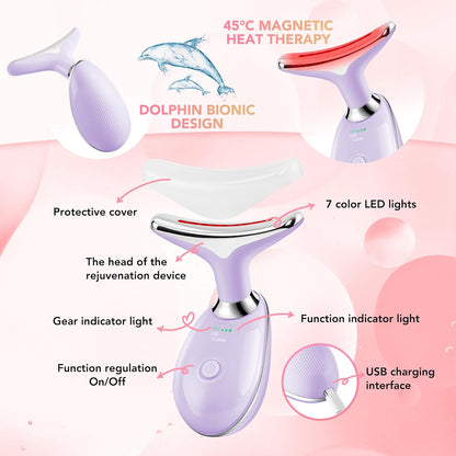 Red-Light-Therapy-for-Face, Facial Massager Wand with 7 Color - Birthday, Christmas, Mothers Day, Valentines Day, Self Care Gifts for Her Women Mom Best Friend Wife Teacher (Purple)