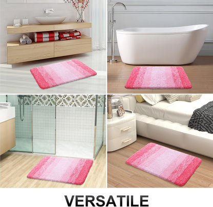 OLANLY Bathroom Runner Rugs 47x24, Extra Soft Absorbent Microfiber Bath Rugs, Rubber Backing, Quick Dry, Machine Washable Bath Mats for Bathroom Floor, Tub and Shower, Home Decor Accessories, Pink