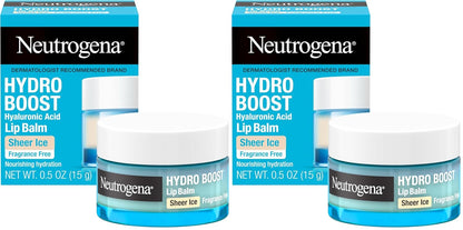 Neutrogena Hydro Boost Hyaluronic Acid, Unscented Lip Balm Leaves Lips Feeling Hydrated, Sheer Ice Nude Lip Balm with a Sweet Sugar Flavor, Fragrance Free, 0.5 oz (Pack of 2)