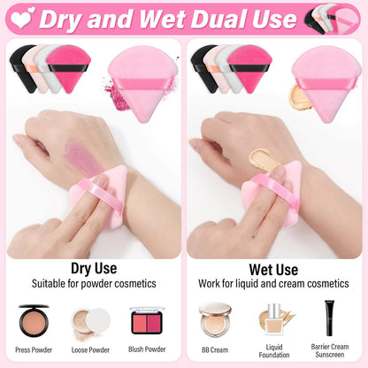 Caffox 60pcs powder puffs for face powder, Triangle Powder Puff for Setting Powder, Makeup Puffs for Loose Powder and Press Powder, Makeup Sponge Powder Applicator for Face and Eye