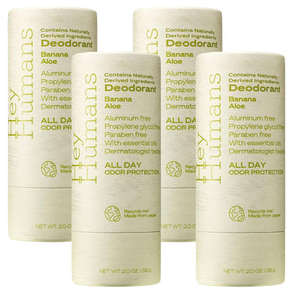 Hey Humans Deodorant, Aluminum Free Deodorant for Women and Men, Contains Naturally Derived Ingredients, All Day Odor Control, Refreshing Deodorant Essential Oils, Banana Aloe
