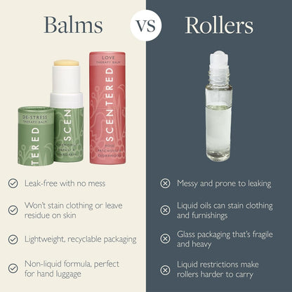 Scentered Aromatherapy Balm Stick Duo for Stress-Relief & Emotional Balance - Roll On Essential Oil Blends of Rose & Chamomile - Aromatherapy Gifts for Women - De-Stress & Love