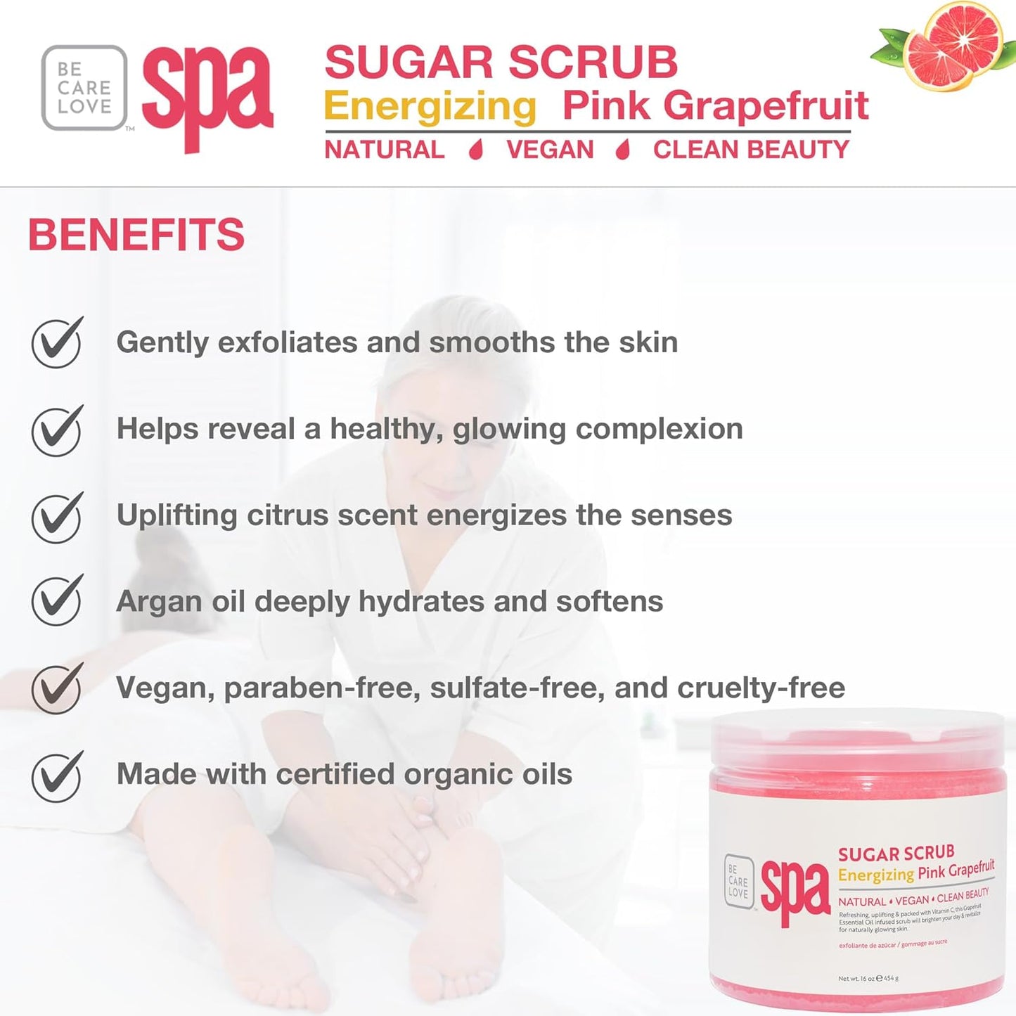 BCL SPA Sugar Scrub Pink Grapefruit, 16 oz