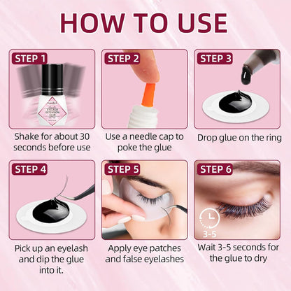 Eyelash Extension Glue, 5ml Lash Extension Glue, 2-3s Drying Time, Retention up to 7-8 Weeks, Power Extreme Waterproof for Professional Use Only