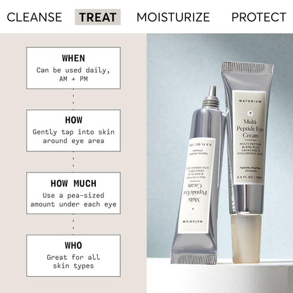 Naturium Multi-Peptide Eye Cream, Smoothing & Anti-Aging Skincare, with Squalene & Hyaluronic Acid, 0.5 oz