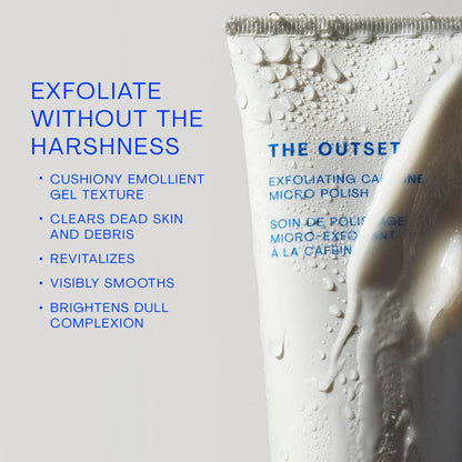 The Outset Exfoliating Caffeine Micro Polish - Gentle Fragrance Free Physical Face Scrub for Everyday - Awakening, Smoothing - Clean, Vegan, Gluten Free - All Skin Types, Sensitive Skin - 3.3 fl oz