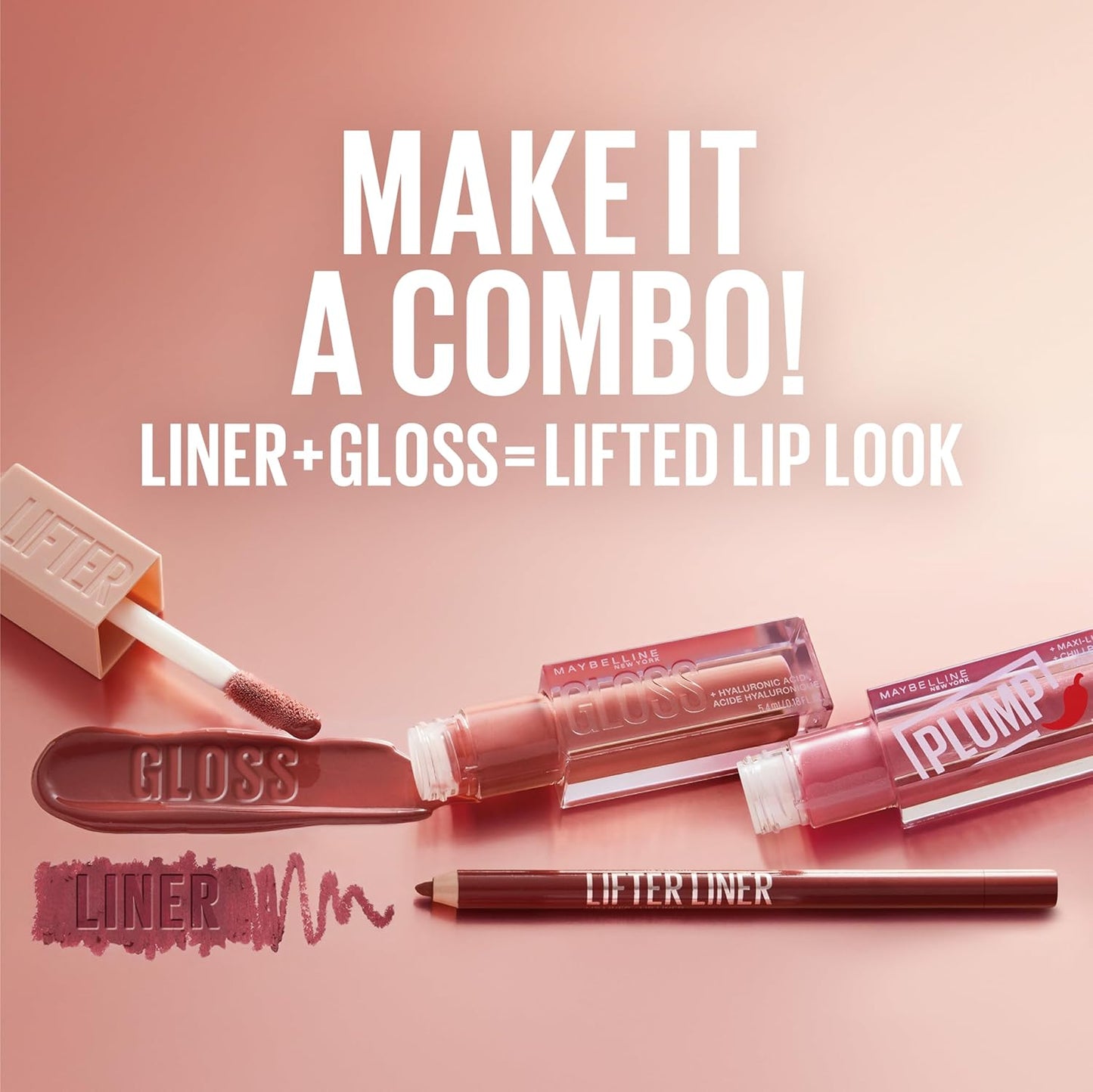 Maybelline Lifter Gloss, Hydrating Lip Gloss with Hyaluronic Acid, High Shine for Plumper Looking Lips, Amber, Cream Neutral, 0.18 Ounce