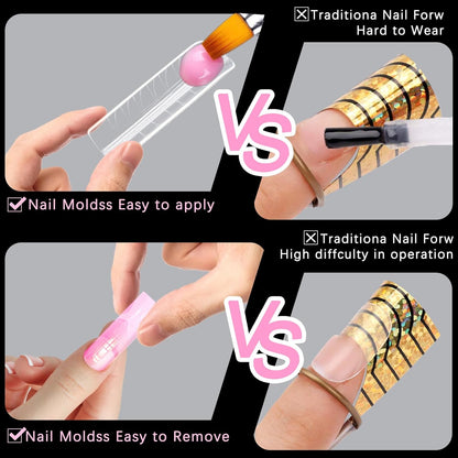 120 Pcs Poly Extension Gel Dual Nail Forms - Long U-Shaped Thickened Coffin Nail Molds for Gel Manicure & Salon DIY at Home