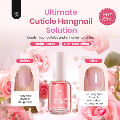 Beetles Cuticle Oil for Nail & Cuticle Care, 15ml Natural Rose Smell Oil with Vitamin E Nourish Condition Dry Stronger Nails SPA & Hand Manicure DIY Salon Needs Gifts for Her Women