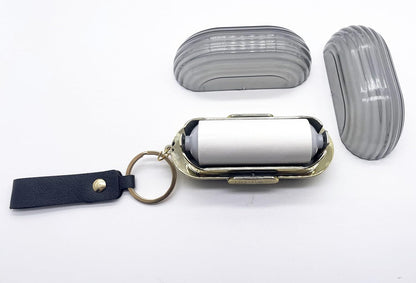 Handy Double-Sided Travel Lint Roller with Hand Strap, 7-Fill Luxury Clothing Bag Dust Fluff Adhesive Reusable Mini Extra Adhesive Dog Cat Pet Adhesive, Small Pocket Reusable Lint (Gray)