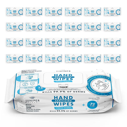 24 Pack Hand Sanitizing Wipes, 1728 Count Disposable Hand Sanitizer Wipes, Fresh Scent, Lint Free & Durable
