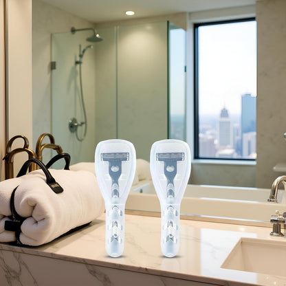 2Pcs Transparent Portable Travel Men Manual Razor Protector Plastic Box Cover Container Storage Shaver Holder Protector Case Organizer,Electric Shavers, Men's Electric Shaver Accessories