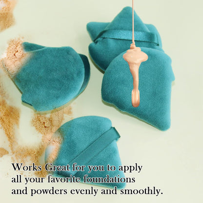 Powder Puffs Daubigny 6 Pieces Powder Puff Face Soft Triangle Makeup Puff for Loose Powder Mineral Powder Body Powder Velour Cosmetic Foundation Blender Sponge Beauty Makeup Tools(Peacock Blue)