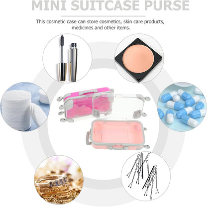 4-Piece Mini Eyelash Box Set Travel Makeup Organizer Portable False Lash Storage Case Pink Rose Red 6.49X3.34X1.96 Inches