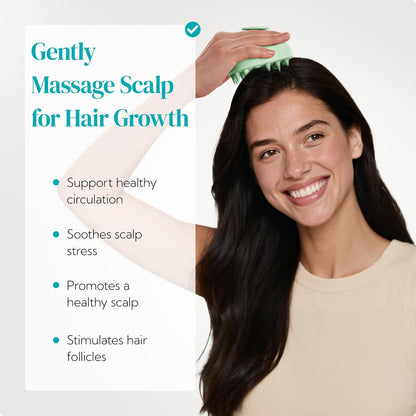 HEETA Scalp Massager Shampoo Brush 2 Pack, Soft Silicone Bristles to Remove Dandruff, Waterproof Scrubber for Wet Dry Hair, Suitable for Men & Women (Light Beige&Green)