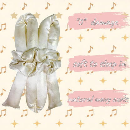 Serenade Sparkling Satin Heatless Curls Overnight, Heatless Hair Clurer Curling Rod Headband, No Heat Curling Rod Hair Roller for Women and Girls to sleep in, White