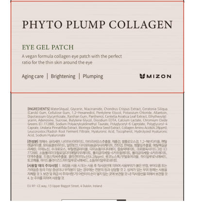 MIZON Phyto Plump Collagen Eye Gel Patch with Moringa, Triple Hyaluronic Acid, and Botanical Extracts for Brightening, Hydration, and Elasticity – 60pcs – Improves Vitality and Glow
