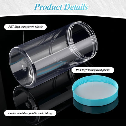 Patelai 4 Pieces Round Wide-mouth Leak Proof Plastic Container Jars with Lids for Travel Storage Makeup Beauty Products Face Creams Oils Salves Ointments DIY Making(32 Ounce,Blue)