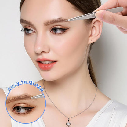 Pointed Tweezers for women Facial hair, Precision Tweezers for Eyebrows, Chin Hair，Ingrown Hair, Splinters, Glass Removal（Silver）