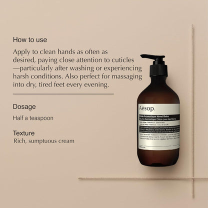 Aesop Eleos Aromatique Hand Balm | Hydrating Balm For Dry Hands | Enriched With Skin-Softening Botanical Butters and Oils | 16.9 oz / 500mL