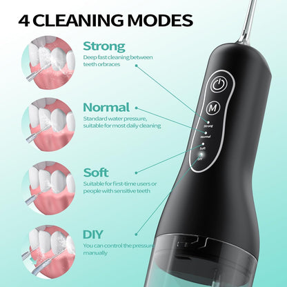 New Water Flosser for Teeth Cleaning, 260ML Portable Cordless Oral Irrigator with DIY Strength, 4 Cleaning Modes, IPX7 Waterproof Rechargeable Water Dental Pick Flosser for Home, Travel