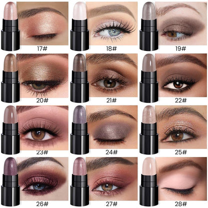 evpct 12Pcs Capsule Cream Eye Shadow Brightener Sticks Set for Eyes, Champagne Pearl Taupe Bronze Cocoa Stone Putty Smoky Amethyst Shimmer Matte Pencil Eye shadow Applicator Stick Palette Makeup 02