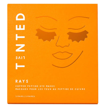 Live Tinted Rays Copper Peptide Eye Masks - Cooling, Brightening, & Nourishing Under Eye Patches, Reduces Fine Lines, & Hydrates with Copper Peptides, Banana Extract, & Bakuchiol - 5 Pairs