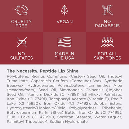 Côte Beauty's Mulberry Peptide Lip Shine, Ultra Hydrating & Long-Lasting Mauve Plumping Lip Gloss for Women with Hyaluronic Acid, Shea Butter & Jojoba Oil, Vegan & Cruelty-Free, 0.12 Fl Oz