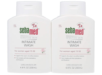 SEBAMED Feminine Intimate Wash pH 3.8 For Microflora Balance With Aloe Vera Mild Organic Based Daily Vaginal Wash Feminie Hygiene 6.8 Fluid Ounces (200 mL) Pack of 2
