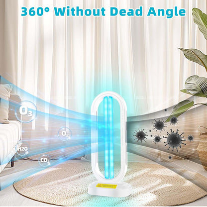 UV Light Sanitizer,4-Speed Timing and Remote Control UVC Home Disinfection Device,Portable Ultraviolet Light Sanitizer for Dust Mites,UV Lamp for Whole Room,White