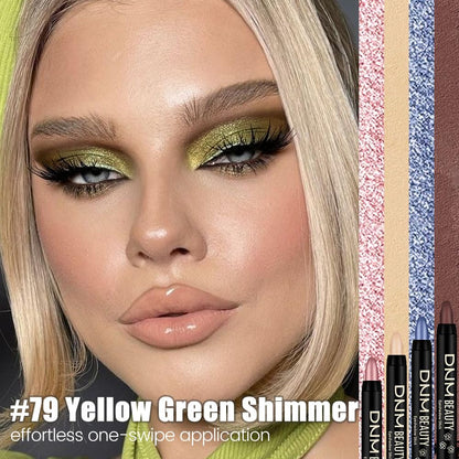 evpct Yellow Green Shimmer Cream Eye Shadow Sticks Brightener Pencils for Women, Green Silky Eyeshadow Applicator Stick Pen Waterproof, Blendable Crease-Proof Stick Eyeshadow Shimmer Eye Makeup 79