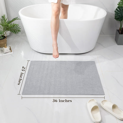 chakme Bathroom Rugs Mat 36x25, Ultra Thin Non Slip Bath Mat Large Quick Dry Absorbent Bath Mat for Bathroom Floor, (Light Grey, 36"x25")