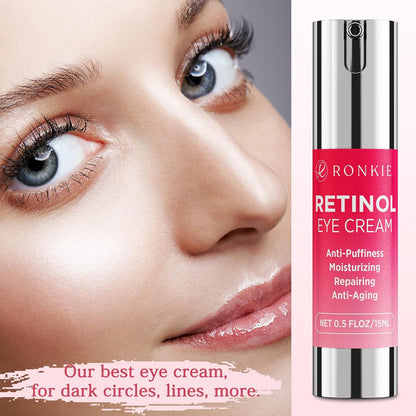 Retinol Eye Cream for Dark Circles: Anti-Wrinkle Eye Cream with Hyaluronic Acid - Reduce Under Eye Bags