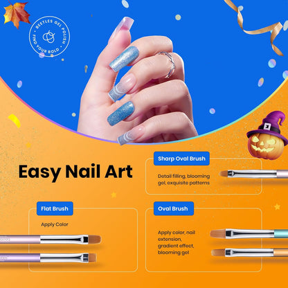 Beetles Gel Nail Art Brushes, 6 Pcs Double-Ended Fingernail Art Design Pens Gel Paint Liner Ombre Gradient French Tip Brush Dotting Pen Nail Brush Set, DIY Manicure Tools Gift for Women