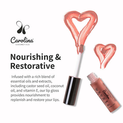 Non-Sticky Lip Gloss (Divine) - Plant-Based Hydrating & Nourishing with Sunflower Seed Oil, Cacao & Grape Seed Oil - 5g/0.18oz