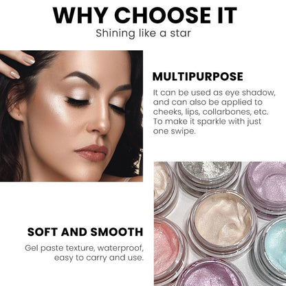 Monochrome Glitter Eyeshadow Palette,Single Champagne Gold Shimmer Eyeshadow,Long-Lasting Sheer Eye Makeup With A Sparkle Finish,Smooth Formula,Vegan & Cruelty-Free