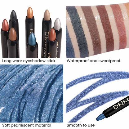 evpct 8Pcs Cream Eye Shadow Brightener Sticks Set for Eyes, Silver Sand Gold Orchid Rose Mocha Deep Mauve Midnight Royal Blue Stone Shimmer Matte Pencil Eye shadow Crayon Stick Palette Makeup Set07