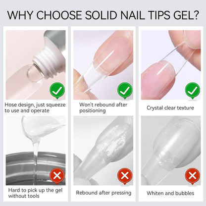 Born Pretty Solid Nail Tips Gel,30ml Soft Gel Nail Tips Glue, Nail Gel for Press On Nails, Super Strong Cured Needed Acrylic Nail Gel, Nails Tip U V Nail Extension Gel Nail Charm Glue