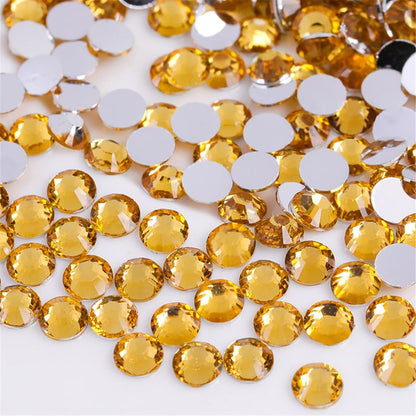 3000 Pieces SS6 2mm Flatback Rhinestones Clear Glass Round Gems Crystals for Nail Art DIY Crafts Clothes Shoes Bags （Golden Yellow）