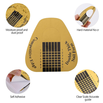 400 Pcs Nail Forms for Acrylic, Gold Horseshoe Nail Extension Stickers for Builder Gel and Poly Gel - Nail Art for Home, Salon
